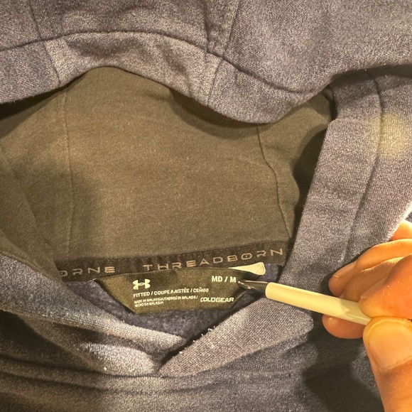 Under Armour Threadborne Hoodie Sweatshirt Coldgear Fitted Men’s Blue Size M - Picture 4 of 9
